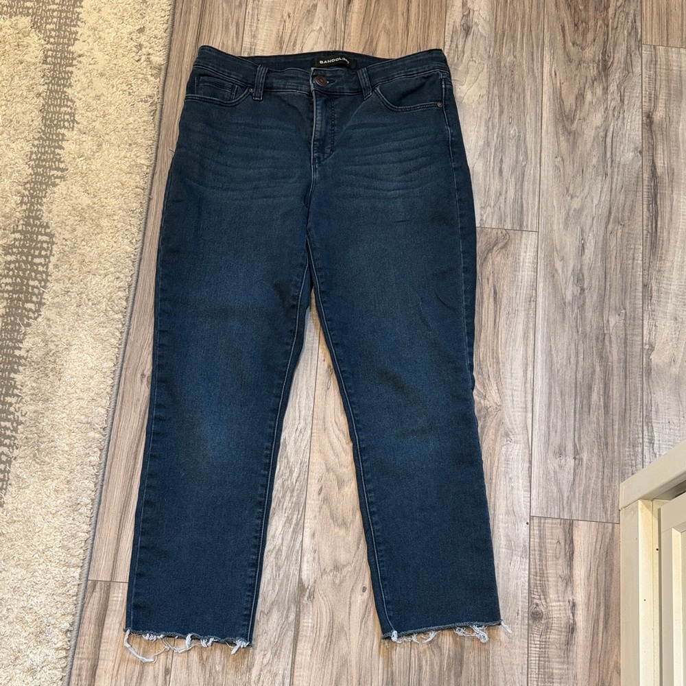 Bandolino Cropped Raw-Hem High-Rise Jeans Dark Wash